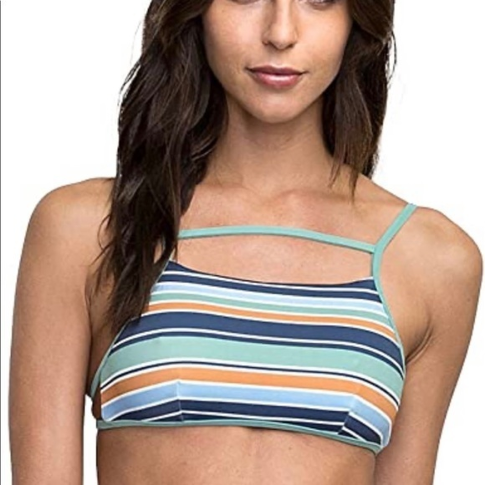 RVCA Teal‎ Stripe Bikini Top